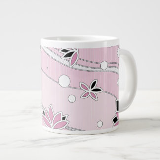 Roze Lotus Bloemen op Roze Strepen Grote Koffiekop