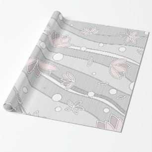 Roze Lotus bloemen op witte strepen Cadeaupapier