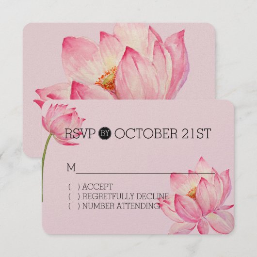 Roze Lotus Bloemen RSVP (Voorkant / Achterkant)