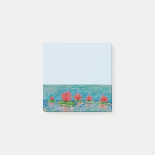 Roze Lotus Bloemen tekening kunst Notities Post-it® Notes (Voorkant)