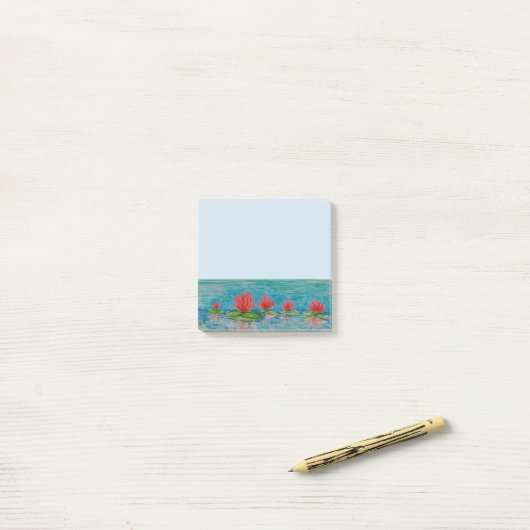 Roze Lotus Bloemen tekening kunst Notities Post-it® Notes (Op bureau)