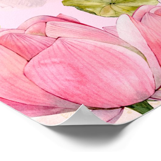 Roze Lotus bloemen tuinlantaarn Indiaanse bruiloft Poster (Hoek)