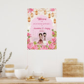 Roze Lotus bloemen tuinlantaarn Indiaanse bruiloft Poster (Keuken)
