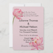 Roze Lotus Bloemenbruiloft Kaart (Voorkant)