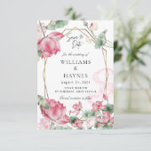 Roze Lotus Bloemige Save the Date Kaart (Staand voorkant)