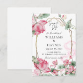 Roze Lotus Bloemige Save the Date Kaart (Voorkant / Achterkant)