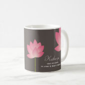 Roze lotus blossom, aangepaste naam bridal coffees koffiemok (Voorkant rechts)