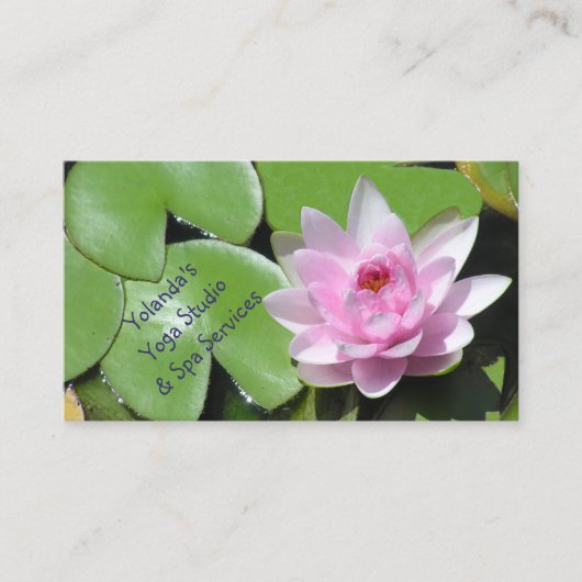 Roze Lotus Blossom en Groene LilyPads,  Visitekaartje (Voorkant)