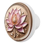 Roze Lotus Blossom Gold Wax Seal Effect Sticker Keramische Knop (Rechts)