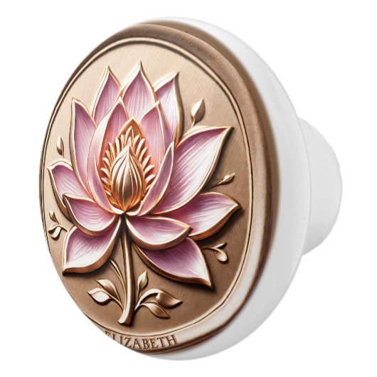Roze Lotus Blossom Gold Wax Seal Effect Sticker Keramische Knop (Rechts)
