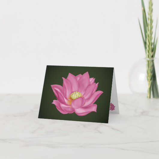 Roze Lotus Blossom Illustratie Notitiekaartje (Voorkant)
