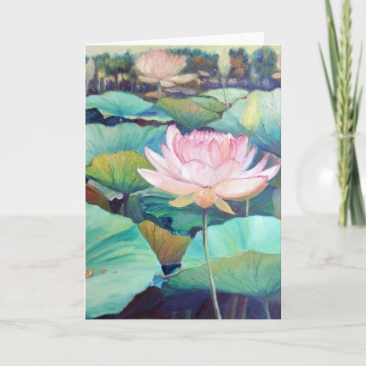 Roze Lotus Blossom Wenskaart Kaart (Voorkant)