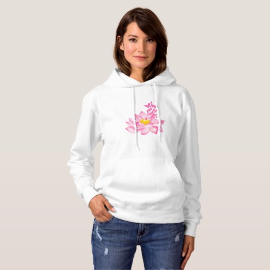 Roze Lotus Borstkanker Awareness Ribbon Hoodie (Voorkant volledig)