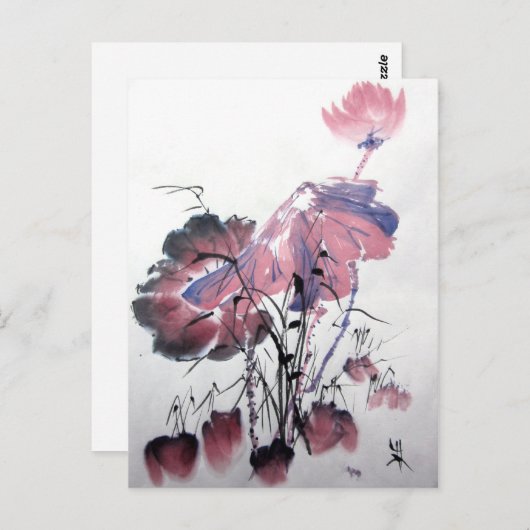 Roze Lotus Briefkaart (Voorkant / Achterkant)