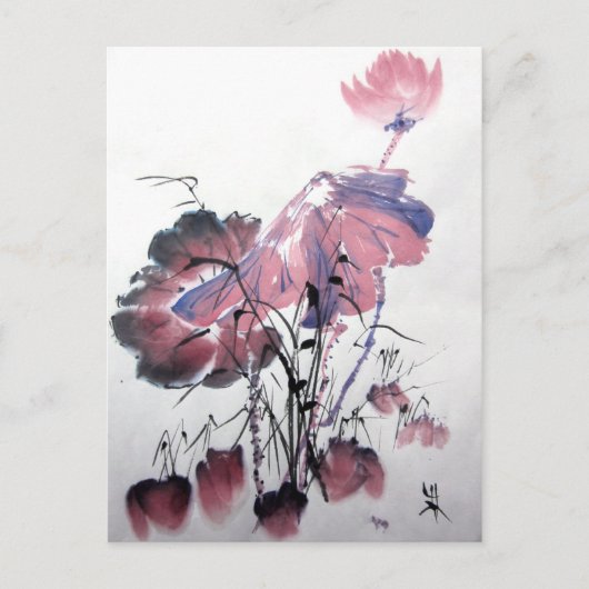 Roze Lotus Briefkaart (Voorkant)