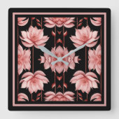 Roze Lotus Classic Vierkante Klok (Voorkant)