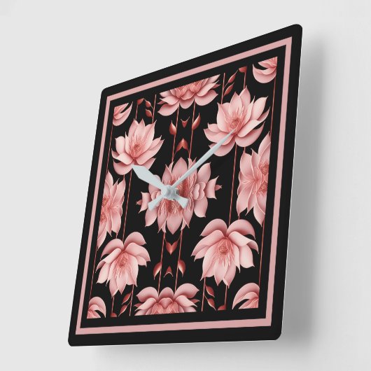 Roze Lotus Classic Vierkante Klok (Hoek)