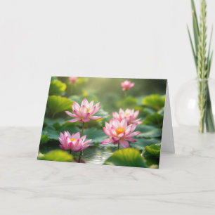 Roze Lotus Drijvend in een Vijver Geboren Kaart