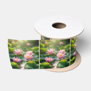 Roze Lotus drijvend in een vijver Satijnen Lint