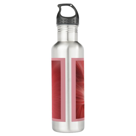 Roze Lotus Elegante Moderne Minimalistische Abstra Waterfles (Achterkant)