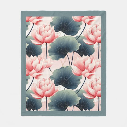 Roze Lotus Fleece Deken (Voorkant)