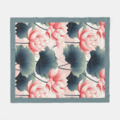 Roze Lotus Fleece Deken (Voorkant (Horizontaal))