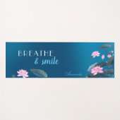 Roze Lotus Floral Mindfulness Naam donkerblauw Y t Yogamat (Voorkant (horizontaal))