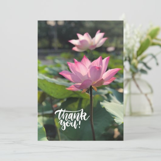 Roze Lotus Flower Bedankt (Staand voorkant)