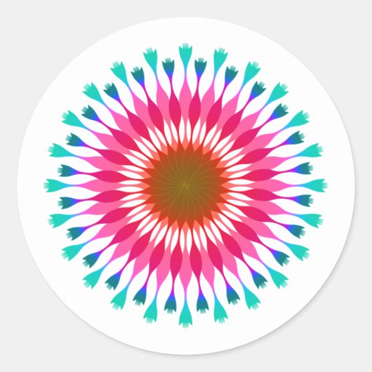 Roze Lotus Flower Blue Wedding Ronde Sticker (Voorkant)