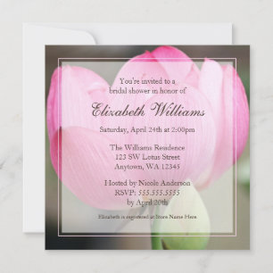 Roze Lotus Flower Bridal Shower Invitations Kaart
