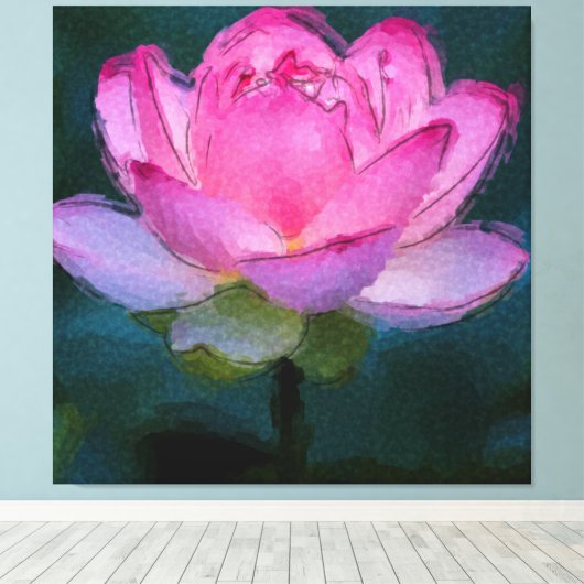 Roze Lotus Flower Canvas Afdruk (Insitu (Houten vloer))
