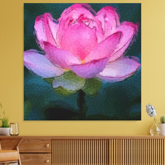 Roze Lotus Flower Canvas Afdruk (Insitu (Woonkamer))