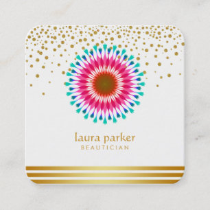 Roze Lotus Flower Confetti Yoga Meditation Spa Vierkante Visitekaartje