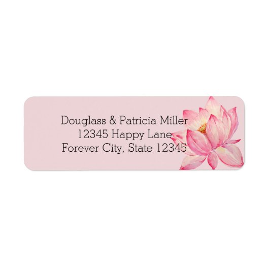 Roze Lotus Flower Etiket (Voorkant)