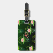 Roze Lotus Flower Green BG Personalize Luggage Bagagelabel (Voorkant verticaal)