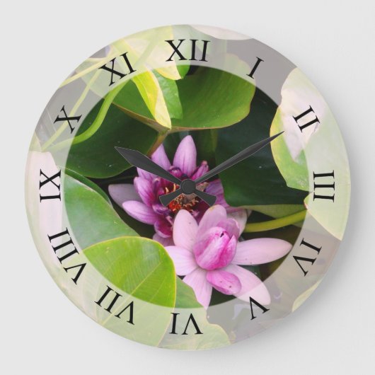 Roze Lotus Flower Grote Klok (Voorkant)