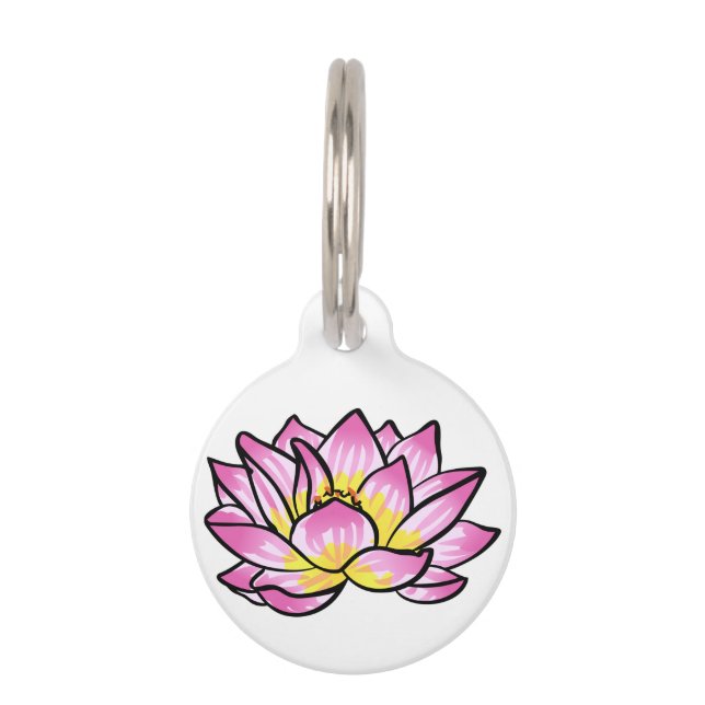 Roze Lotus Flower Huisdierpenning (Voorkant)