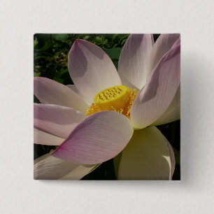Roze Lotus Flower III Summer Floral Vierkante Button 5,1 Cm