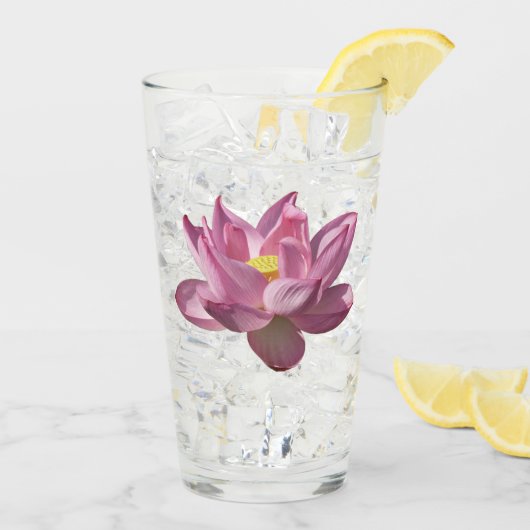 Roze Lotus Flower IV Glas (Achterkant ijs)