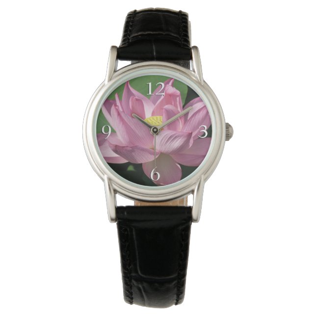 Roze Lotus Flower IV Horloge (Voorkant)
