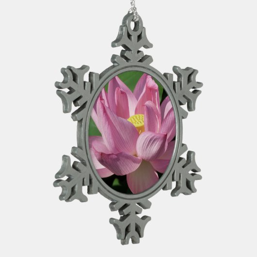 Roze Lotus Flower IV Tin Sneeuwvlok Ornament (Links)