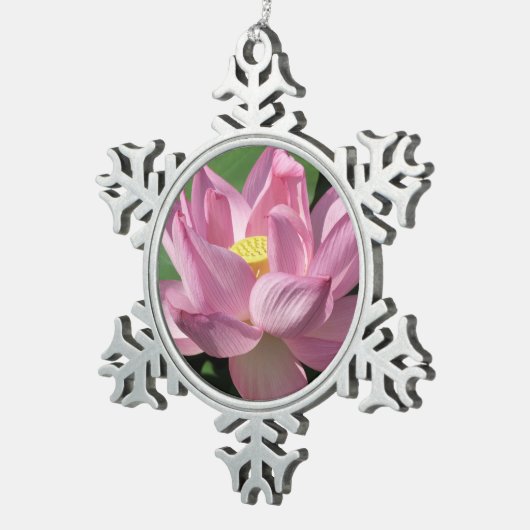 Roze Lotus Flower IV Tin Sneeuwvlok Ornament (Rechts)