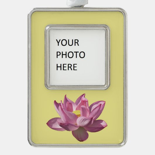 Roze Lotus Flower IV Verzilverd Omlijst Ornament (Voorkant)
