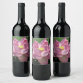 Roze Lotus Flower IV Wijn Etiket (Flessen)