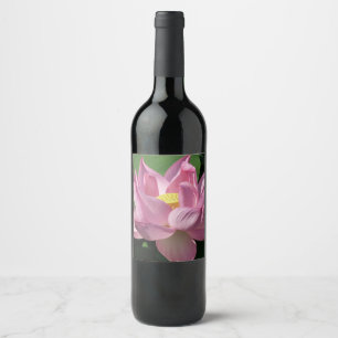 Roze Lotus Flower IV Wijn Etiket