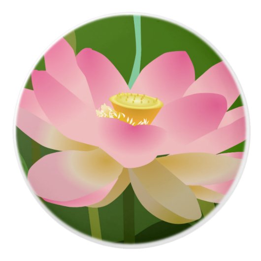 Roze Lotus Flower Keramische Knop (Voorkant)
