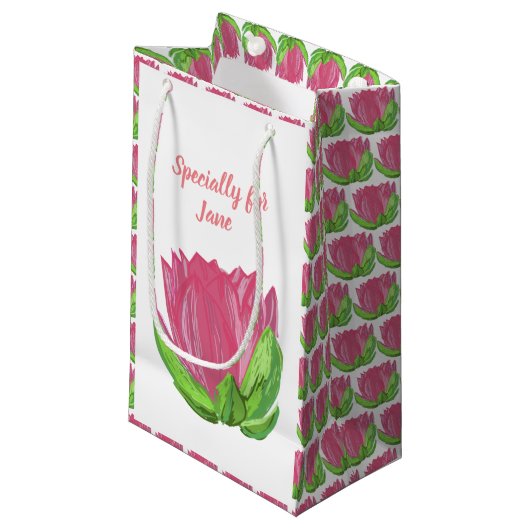 Roze Lotus Flower Klein Cadeauzakje (Voorkant Gekanteld)
