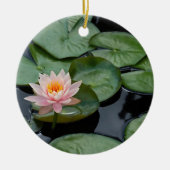 Roze Lotus Flower met aangepaste tekst en naam Keramisch Ornament (Voorkant)