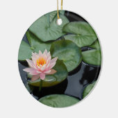 Roze Lotus Flower met aangepaste tekst en naam Keramisch Ornament (Links)