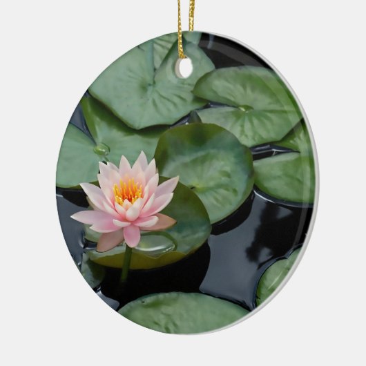 Roze Lotus Flower met aangepaste tekst en naam Keramisch Ornament (Links)